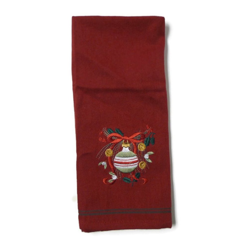 Longaberger embroidered Christmas kitchen towel